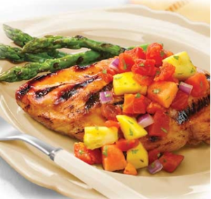 Grilled Chicken with Tomato-Fruit Salsa