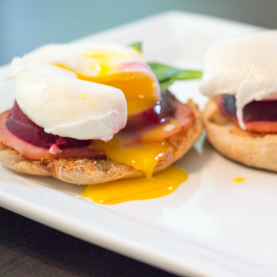 Roasted Beet Eggs Benedict