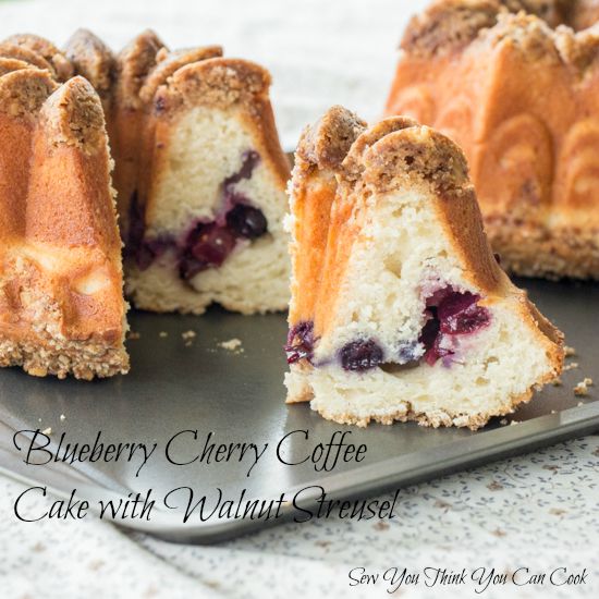 Blueberry Cherry Coffee Cake with Walnut Streusel for #BundtBakers from Sew You Think You Can Cook