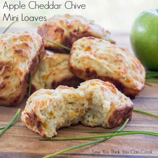 Apple Cheddar Chive Mini Loaves for Crazy Ingredient Challenge from Sew You Think You Can Cook