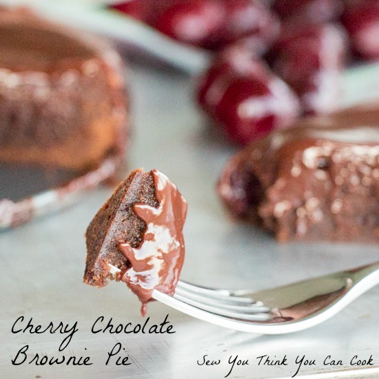 Cherry Chocolate Brownie Pie for #SundaySupper from Sew You Think You Can Cook