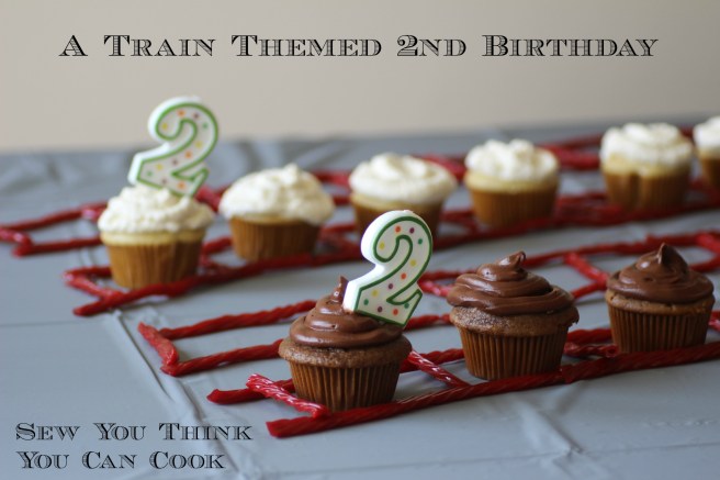 Cupcakes for a Train Themed 2nd Birthday Party
