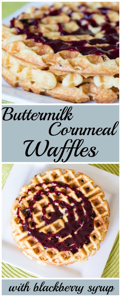 Buttermilk Cornmeal Waffles with Blackberry Syrup for #WaffleWeek2016 from Sew You Think You Can Cook