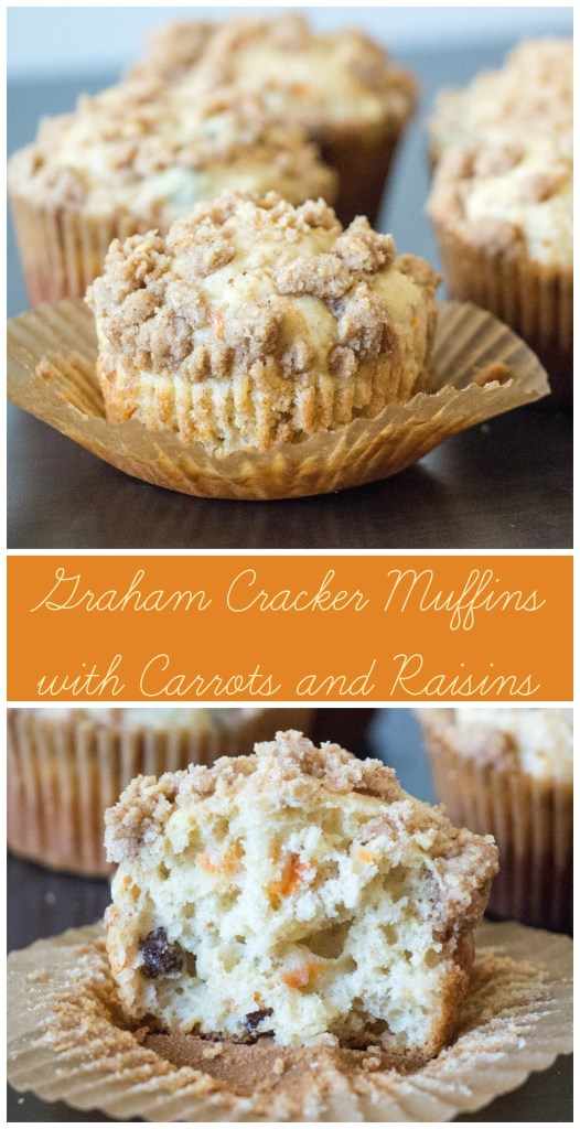 Graham Cracker Muffins with Carrots and Raisins for #MuffinMonday and #CrazyIngredientChallenge