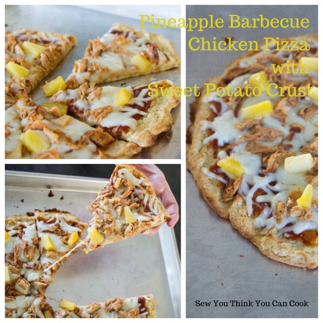 Pineapple Barbecue Chicken Pizza with Sweet Potato Crust for Crazy Ingredient Challenge from Sew You Think You Can Cook